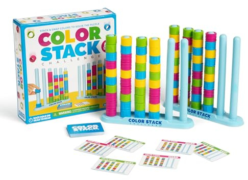 Color Stack Challenge by Relatable – A Fast-Paced Color Matching Puzzle Game for Fun Parties and Family Game Night. Includes 2 Stack Racks, 50 Challenge Cards, 80 Rings & Instructions.