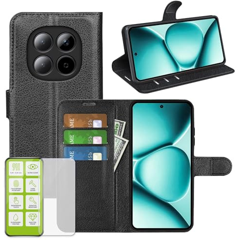Wigento Kunstleder Hülle + Schutzglas für Xiaomi Redmi Note 15 Pro 5G Schutz Bundle Set