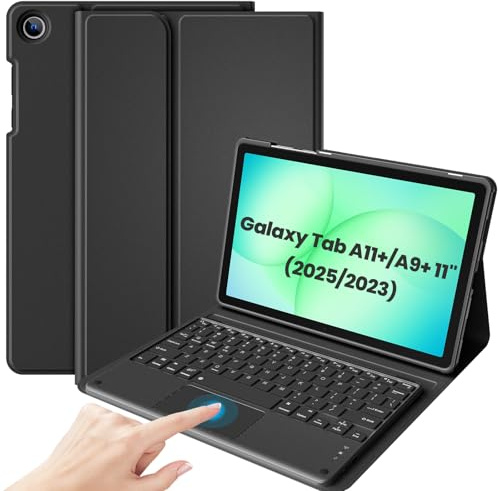 ProCase Touchpad Keyboard Case for 2025 11 Galaxy Tab A11+ / 2023 Tab A9+ (5G/Wi-Fi), Detachable Wireless Keyboard with Pencil Holder Folio Cover for Galaxy Tab A11 Plus / A9 Plus 11-Inch -Black | Detachable Wireless Type-C Charging Keyboard Folio Cover for 11 Galaxy Tab A11 Plus 2025/ A9 Plus 2023