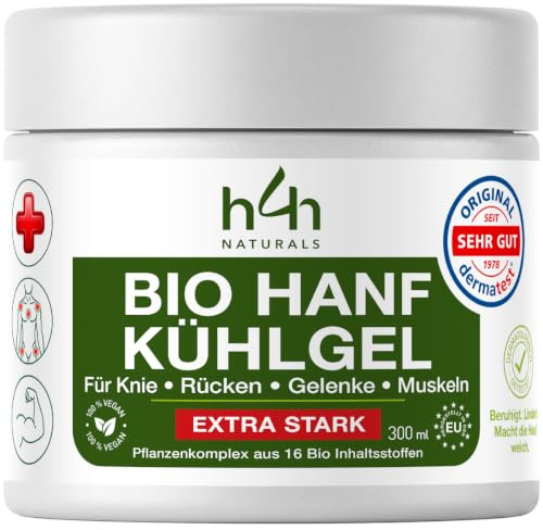 Bio Hanf-Gel EXTRA STARK – Kühlend massagel für Nacken, Rücken, Knie & Muskeln – mit 16 Pflanzenwirkstoffen inkl. Arnika, Beinwell & Bio-Hanf – 300ml Vegan & Dermatologisch getestet
