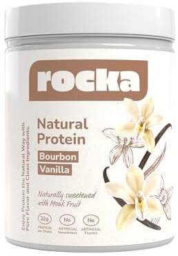 Rocka Nutrition Natural Protein – Veganes Proteinpulver ohne Süßungsmittel – 22g Protein – Clean Pflanzenprotein ohne Zuckerzusatz & Aromen - Produziert in Deutschland – Bourbon Vanilla 600g
