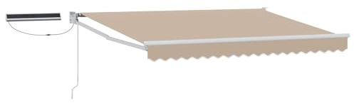 vidaXL Elektrische ausziehbare Markise Beige und Weiß 3 x 2,5 m, Moderne elektrische Markise, Schatten für draußen, Aluminium-Pavilion, ausziehbarer Schutz, Gartenrücksitz, umweltfreundlich