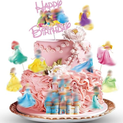 1 Stück Große Cake Topper + 20 Stück Kleine Kuchen Deko, Muffin Deko, Cupcake Topper Deko, Dekorationen für die Geburtstagsparty von Mädchen