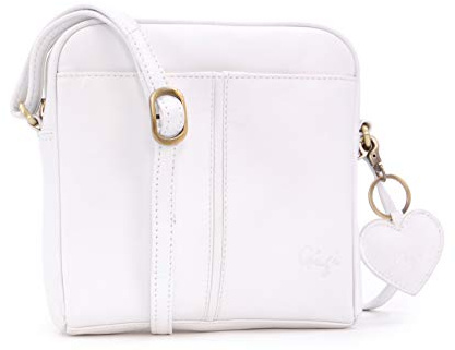 Gigi - Damen Leder Umhängetasche - Crossbody Bag/Handtasche Klein - Verstellbarer Schultergurt - mit Herz Schlüsselring - Othello 22-29
