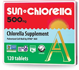 Sun Chlorella 500mg Whole Body Wellness Green Algae Superfood Supplement - Immune Defense, Gut Health, Natural Purification, Energy Boost - Chlorophyll, B12, Iron, Protein - Non-GMO - 120 Tablets