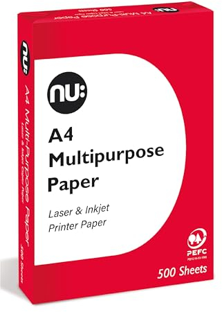 nu: A4 Multi-Purpose Printer Paper | White | 500 Sheets | Smooth Surface | Suitable for Inkjet, Laser & Copier Use | Ideal for Home & Office