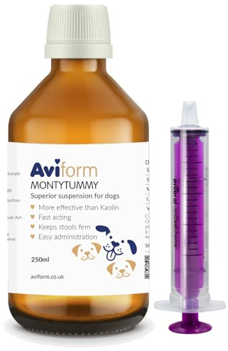 Aviform Montytummy Dog Diarrhoea Suspension - 250ml, Fast Acting Control for Loose Stools - Helps Remove Toxins to Restore Your Dogs Digestive health