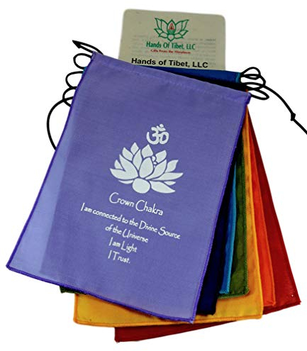 Hands Of Tibet Petit drapeau de prière 7 chakras à suspendre au mur