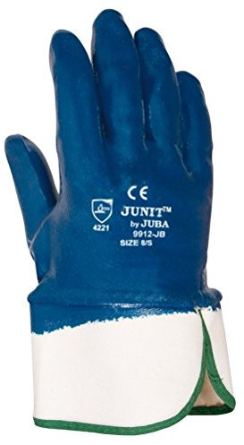 Juba - Guante nitrilo dorso cubierto seguridad +largo talla l azul