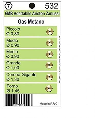UGELLI GAS METANO CUCINE UNIVERSALI 6MB 5PZ 532