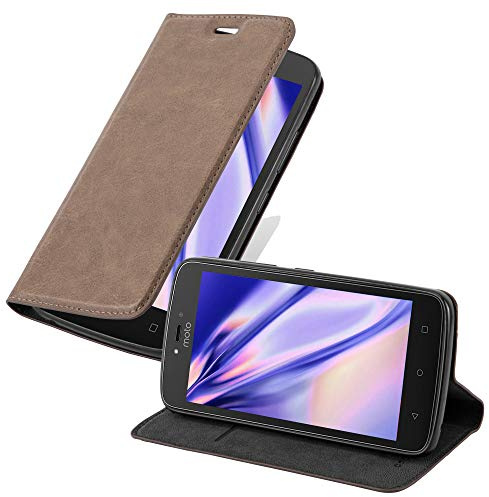 Cadorabo Hülle kompatibel mit Motorola Moto C aus Premium Kunst Leder Flip Klappbare Stoßfeste Magnetische [Standfunktion] [Kartenfächern] Cover Hülle für Motorola Moto C Tasche in Braun