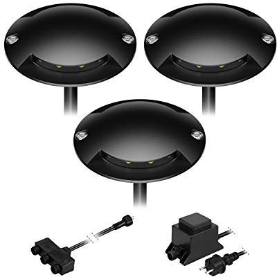 ledscom.de LED Boden-Aufbau-Leuchte Bunda, 2-flammig, schwarz für außen, befahrbar, warm-weiß, 3er Set