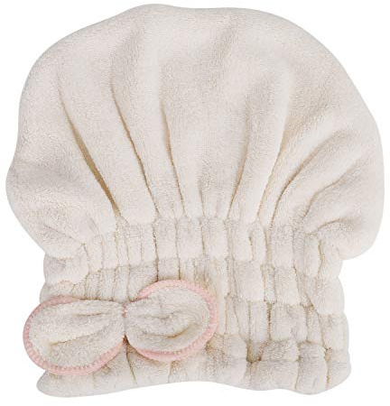 ITODA Kopfhandtuch Mikrofaser Haarturban für Damen Mädchen Saugfähiges Haarhandtuch Ohne Knopf Haartrockentuch Elastisches Badetuch für Erwachsene Jugendliche, Beige, 35 x 26 cm (LxB)