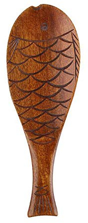 VOANZO 2PCS Cuchara de arroz de Madera en Forma de Pescado Cuchara de arroz de Madera en Forma de Pescado Cucharas de Postre Durables y útiles (marrón)