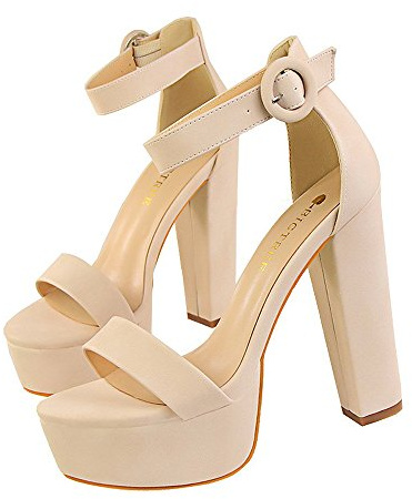 Women Girls High Heel Ankle Strap Thick Heel Peep-Toe Dress Sandals Dress Pumps Court Shoes for Working Life Party Wedding Night Club 13 CM Platform 4.5cm