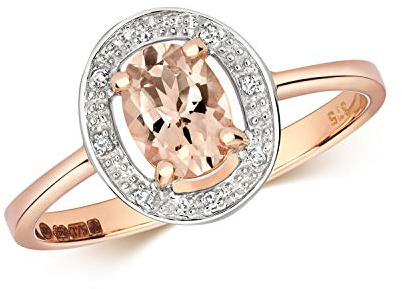 Exquisite 9ct Rose Gold Ladies Diamond Solitaire Ring Brilliant Cut H - PK with Morganite WJS28427RSP