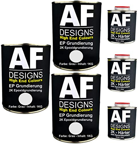 Alex Flittner Designs Epoxidfüller 3 x 1,20kg 2K Grundierung Füller EP Füller in grau für Autolack Rostschutz