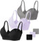 Vinfact Set da 3 Reggiseni Allattamento Senza Cuciture Reggiseno Premaman Cotone Morbido con Imbottito Reggiseno Gravidanza Senza Ferretto, Design con Scollo a V-XXL-Nero