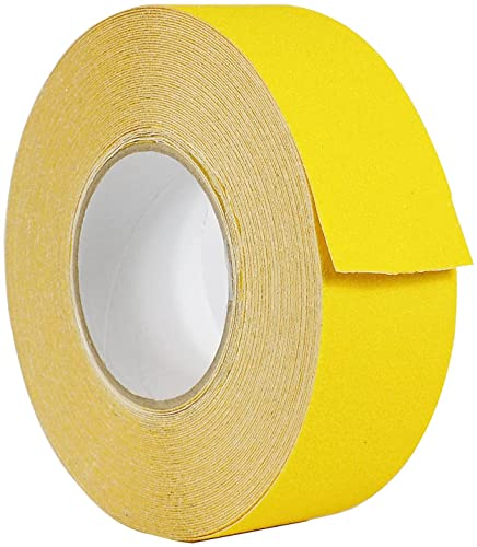 Guuzi Nastro Antiscivolo, 5cm × 20m Antiscivolo Migliore Presa, Attrito, Adesivo Abrasivo per Scale, Sicurezza, Gradino, Interno, All'aperto, Attenzione - Giallo