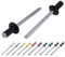 Confezione da 100 rivetti ciechi verniciati, 3,2 x 8 mm, testa a cupola, DIN 7337, rivetti in alluminio e mandrino in acciaio, rivetti pop (100, nero Jet RAL 9005)