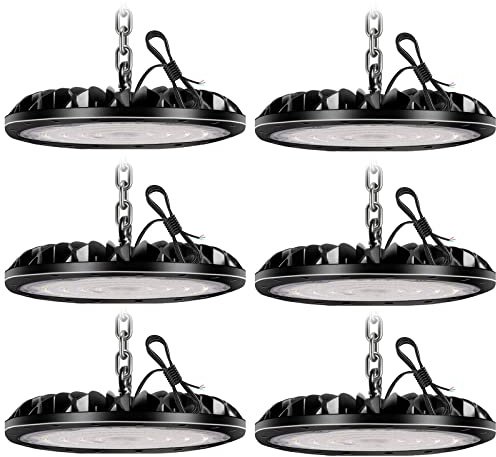 loyal 100W LED Hallenstrahler, 10000LM 6000K Kaltweiß UFO Werkstattlampe, IP65 Wasserdicht LEDs Industrielampe für Fabriken Flughafen Patio Restaurant Werkstatt