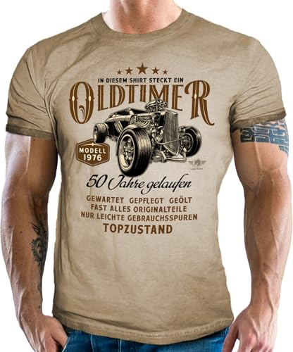 Herren T-Shirt im Used Vintage Retro Look zum 50. Geburtstag für Männer - Oldtimer Modell Baujahr Jahrgang 1976 Topzustand