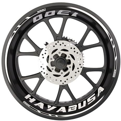 komplettes Set mit Felgen-Aufkleber Suzuki Hayabusa Premium Qualität (2 Räder) weiß