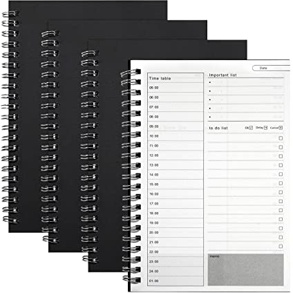 Zeitmanagement Handbuch Aufgabenliste Tagesplaner Spiralblock Notizblock Schwarz Kraft Cover Tagesplanung Notizbuch 100 Seiten/50 Blatt 19 x 13 cm (4 Stück)