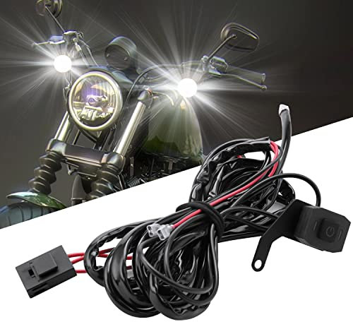 Asasytal Moto Câblage à Barres LED Faisceau de Fil, Universel Kit Relais Marche/Arrêt IP68 Imperméable, 1 Contrôler 2 Lampe pour Antibrouillard de Additionnel Feu de Travail Câblage, 1 Pièce
