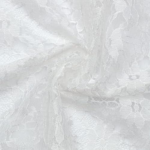 Spitzenstoff Stoff Blüten - Meterware, Farbe Weiss - zum Nähen von Bekleidung, Tischdeko, Dekorationen UVM.