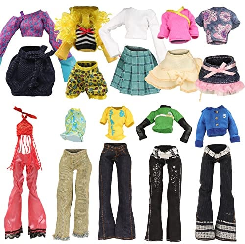 10 Sets Doll Clothes, Casual Tops Pants for 11 inch Monster Girl Doll