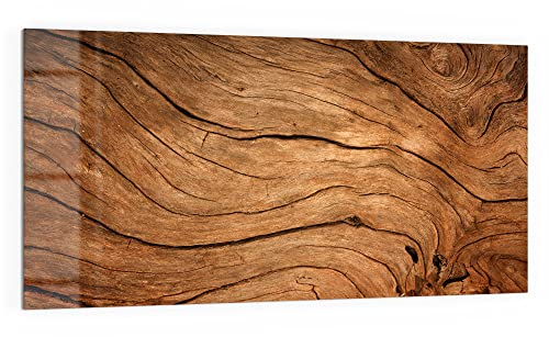 DEQORI Küchenrückwand Glas | Motiv Detaillierte Holzmaserung | 100x50 cm | Bad- oder Herd-Rückwand | Herdblende Spritzschutz für Küche & Badezimmer | Moderne Deko für Fliesenspiegel