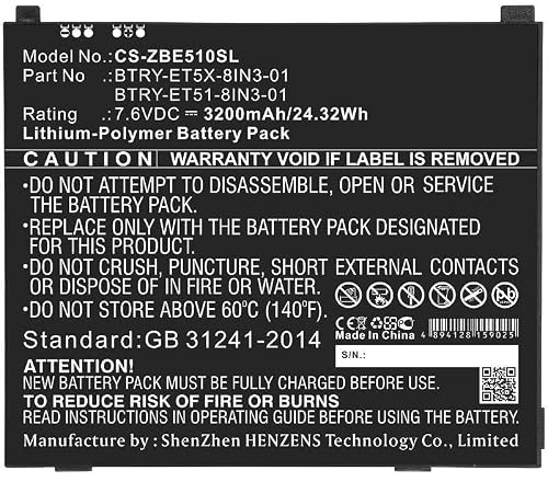 CoreParts Ersatzteil Battery 24.32Wh Li-Pol 7.6V 3200mAh Black for Zebra, MBXTAB-BA147
