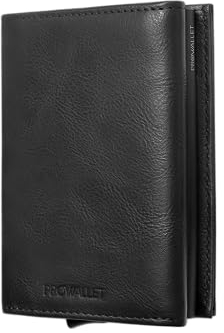 Prowallet Classic - Porte Carte RFID - Noir - Portefeuille, Porte Monnaie - 10 Cartes, Billets et pièces - Aluminium - Coffret Cadeau