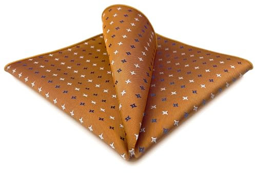 S&W SHLAX&WING Einstecktücher für Herren Orange mit blauweißen Punkten Farbrand für Anzug