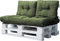 normani Palettenkissen Set Sofa Sitzkissen mit Rückenkissen Outdoor Palettenauflagen (Sitzkissen Gesteppt 120x80) Farbe 3-teilig Oliv