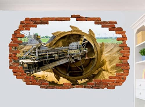 Wandsticker Monster Bucket Excavator Mine 3D Smashed Wall Sticker Room Decor Decal MuralMöbel & Wohnen, Dekoration, Wandtattoos & Wandbilder 55x80cm