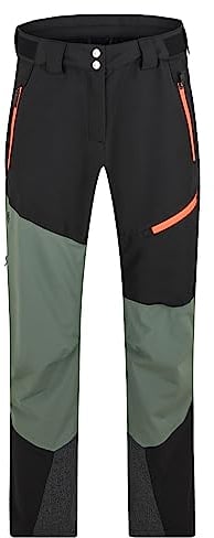 Ziener Damen Tresa Ski-Hose/Freeride-Hose | Sympatex, Hosenträger, PFC frei, Black.Green mud, 36