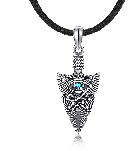 Pfeilspitzen Kette Silber 925 Herren Pfeilspitzen Anhängers Auge des Horus Halskette Pfeilspitzen Schmuck ägyptischer Geschenke für Männer und Frauen