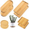 YOUNGSAY 8 Pièces Petit Plateau Bambou, Fabriqué à la Main Mini Plateau en Bois, Naturel Mini Plateau en Bambou, pour Servir des Desserts ou Plantes en Pot (4 Formes)
