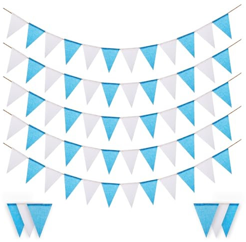 Laipuke Wimpelkette Outdoor, 5 Stück Regenbogen Wimpelkette Girlande - 12 Wimpel pro Girlande
