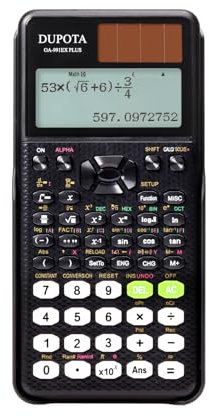 DUPOTA Wissenschaftlicher Taschenrechner OA-991EX Plus mit 552 Funktionen, 4 Zeilen Natürlichem Display Solar Batterie Schulrechner– Ideal für Schule Hochschule Mathe Schwarz