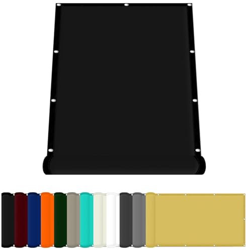Sonnenschutznetz 160 x 400 cm Windschutz Rechteck Balkon Sichtschutz Uv-Schutz-Polyestergewebe mit Seil Sonnenschutz für Garten Terrasse Und Balkon, Schwarz