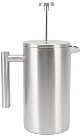 de Prensa Francesa de Acero Inoxidable de 1 Litro con Filtro, Aislamiento de Doble Pared, Multiusos, Portátil, Calentable, Apta para Lavavajillas