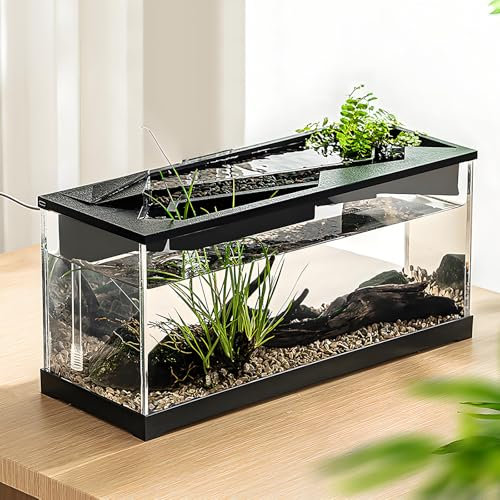Acrylic Small Fish Tank, 1.5 Gallon Betta Fish Tank, Self Cleaning Fish Tank with Built in Silent Pump LED Light - Ideal for Hydroponic Growing System and Aquaponics