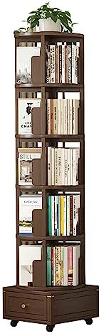 YTGHBIML Bücherturm Freistehend Um 360° drehbares Bücherregal, 4/5/6 Ebenen, stehendes Bücherregal mit Rollen, bewegliches Bücherregal, Organizer, Studienbücherregal perfekte Darstellung
