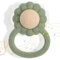 meanus Silikon Babyrassel Beißring, Löwenform Baby Spielzeug für Sinnes und Kauentwicklung, BPA-frei (Sage)