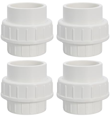 5.1 cm PVC Union Coupling Pipe Fitting PVC Adapter Schedule 40, EPDM O-Ring, 5.1 cm Gleitkupplung Fitting (Buchse x Buchse), 4 Stück, Weiß