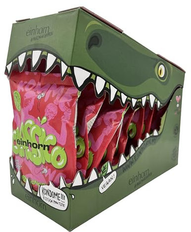 einhorn Kondome I 63 Stück - Super Dino Classico I Standardgröße 54 mm I Geschenkspecial I vegane, hormonfreie Verhütung I natürlicher Gleitfilm I nachhaltig und sicher