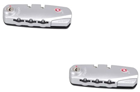 DEARMAMY 2piezas Candado De Combinación Tsa De Dígitos Cerradura De Seguridad Para Equipaje Maletas y Taquillas Reajustable y Práctico Plateado